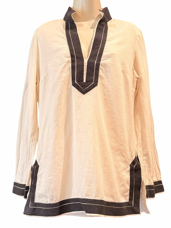 Tory Burch Tops - Tory Burch Women’s Light Pink Tunic with Black Trim Placket Size 12